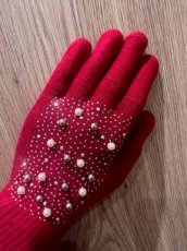 Handschoen perle rood