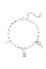 Schakelarmband bedels & parel - zilver