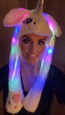 Unicorn led bewegende oortjes wit