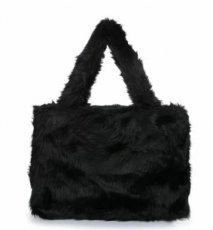 Faux fur shopper zwart