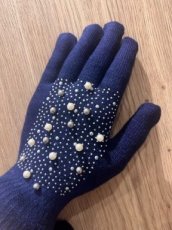 Handschoen perle donker blauw