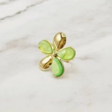 Ring Bloem goud/groen