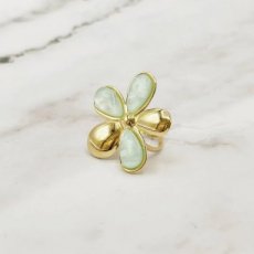 Ring Bloem goud/turquoise