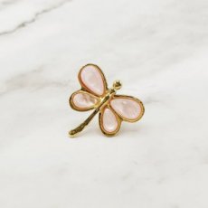 Ring Libelle goud / pink