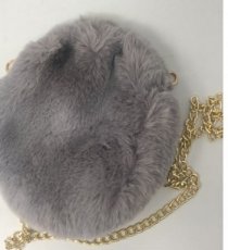 Ronde faux fur tasje grijs